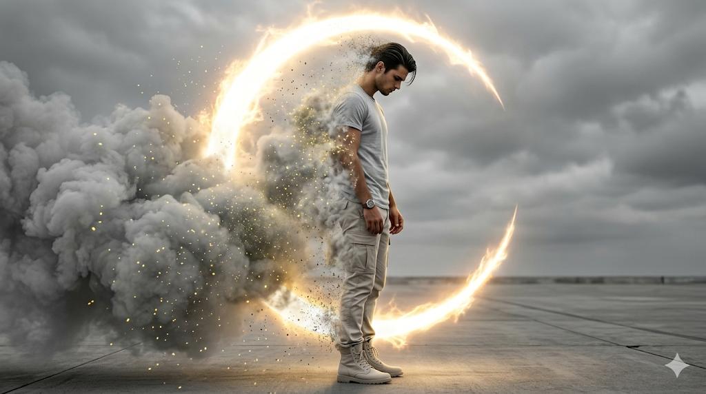 AI Prompt for Cinematic Disintegration Portraits with Realistic Lighting Effects