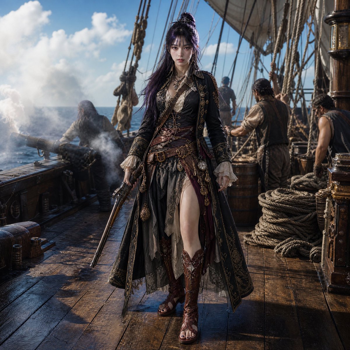 AI Prompt for Cinematic Female Pirate Captain Portrait