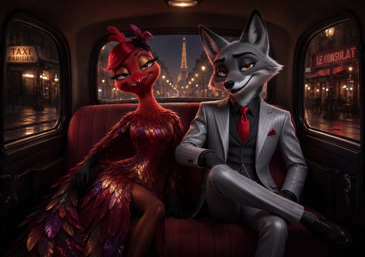 AI Prompt for Cinematic Parisian Cityscape with Anthropomorphic Couple