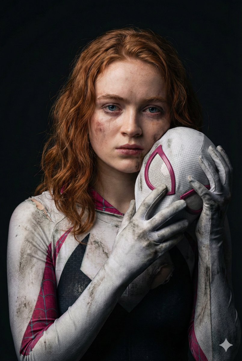 AI Prompt for Cinematic Portrait of Injured Ghost-Spider - Sadie Sink as Gwen Stacy