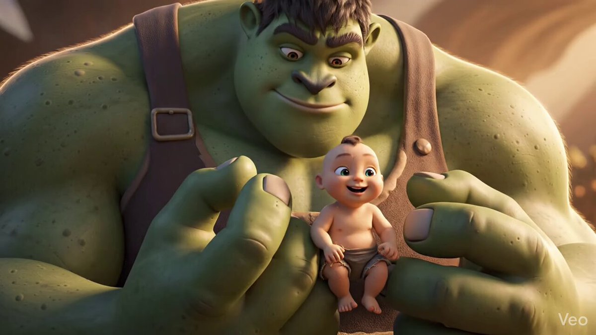 AI Prompt for Colossal Character Holding Tiny Baby: Ultra-Realistic 3D Render