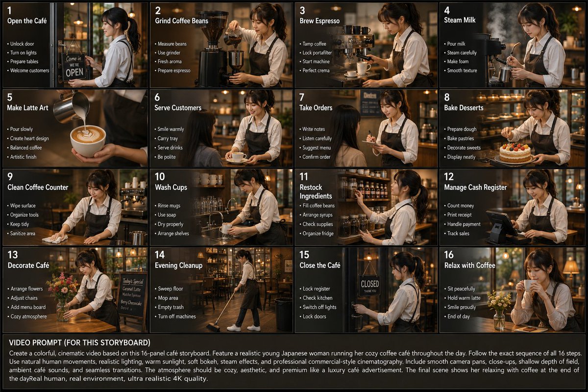 AI Prompt for Cozy Japanese Coffee Shop Storyboard