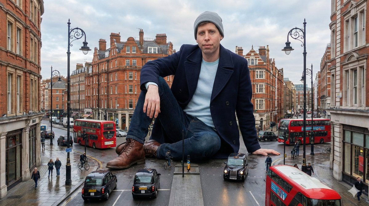 AI Prompt for Creating a Humongous Man in a London Street Scene