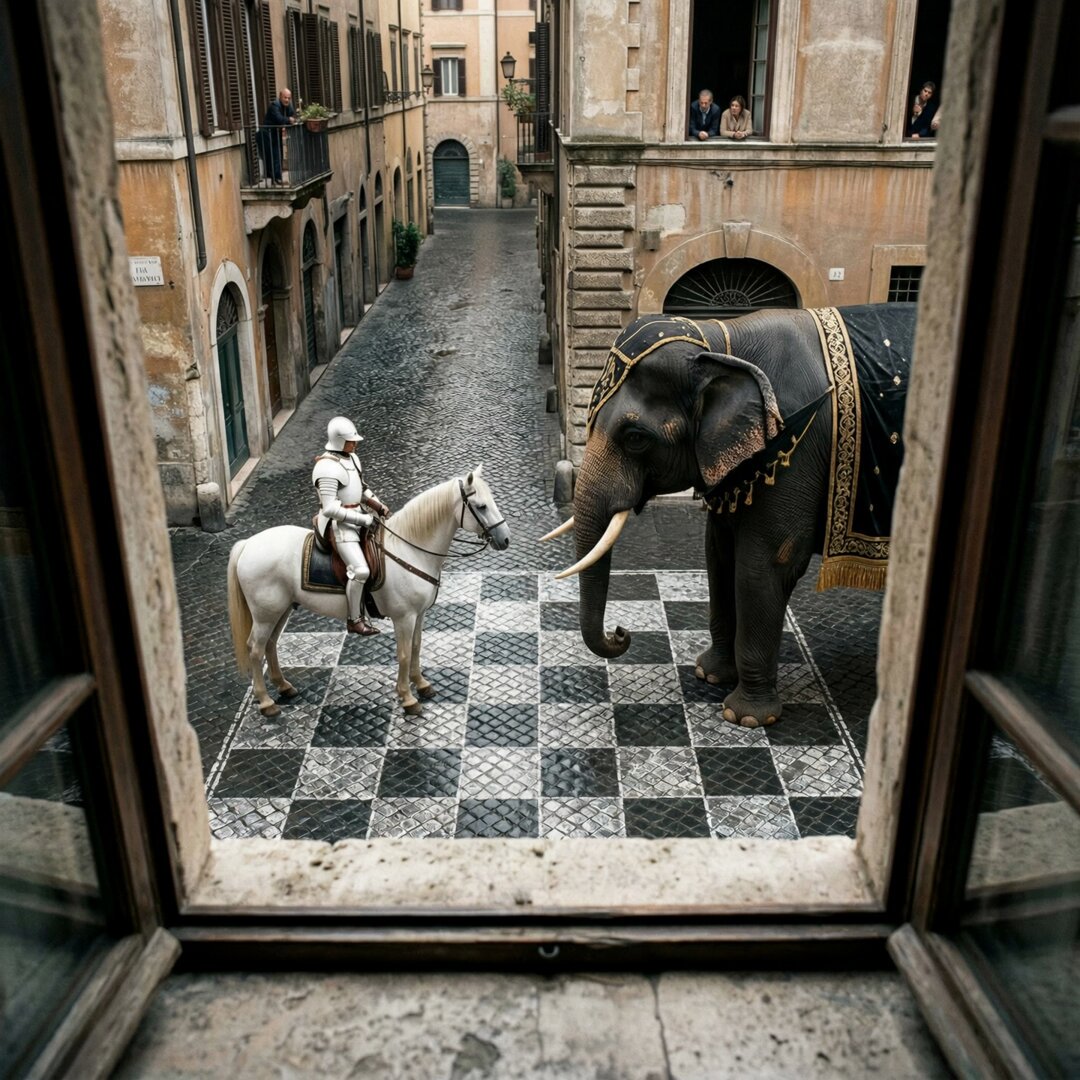 AI Prompt for Creating White Knight and Black Elephant Image Assets