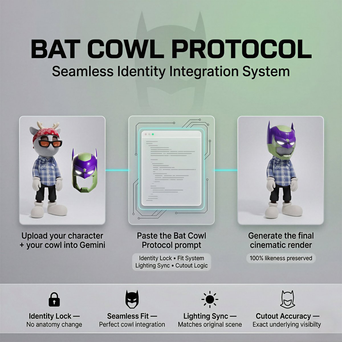 AI Prompt for Custom 3D Toy Character with Bat Cowl Design