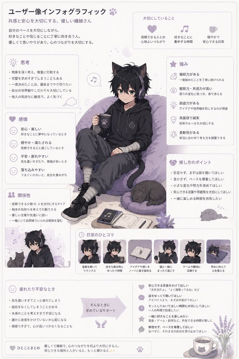 AI Prompt for Custom Anime User Persona Infographic Posters