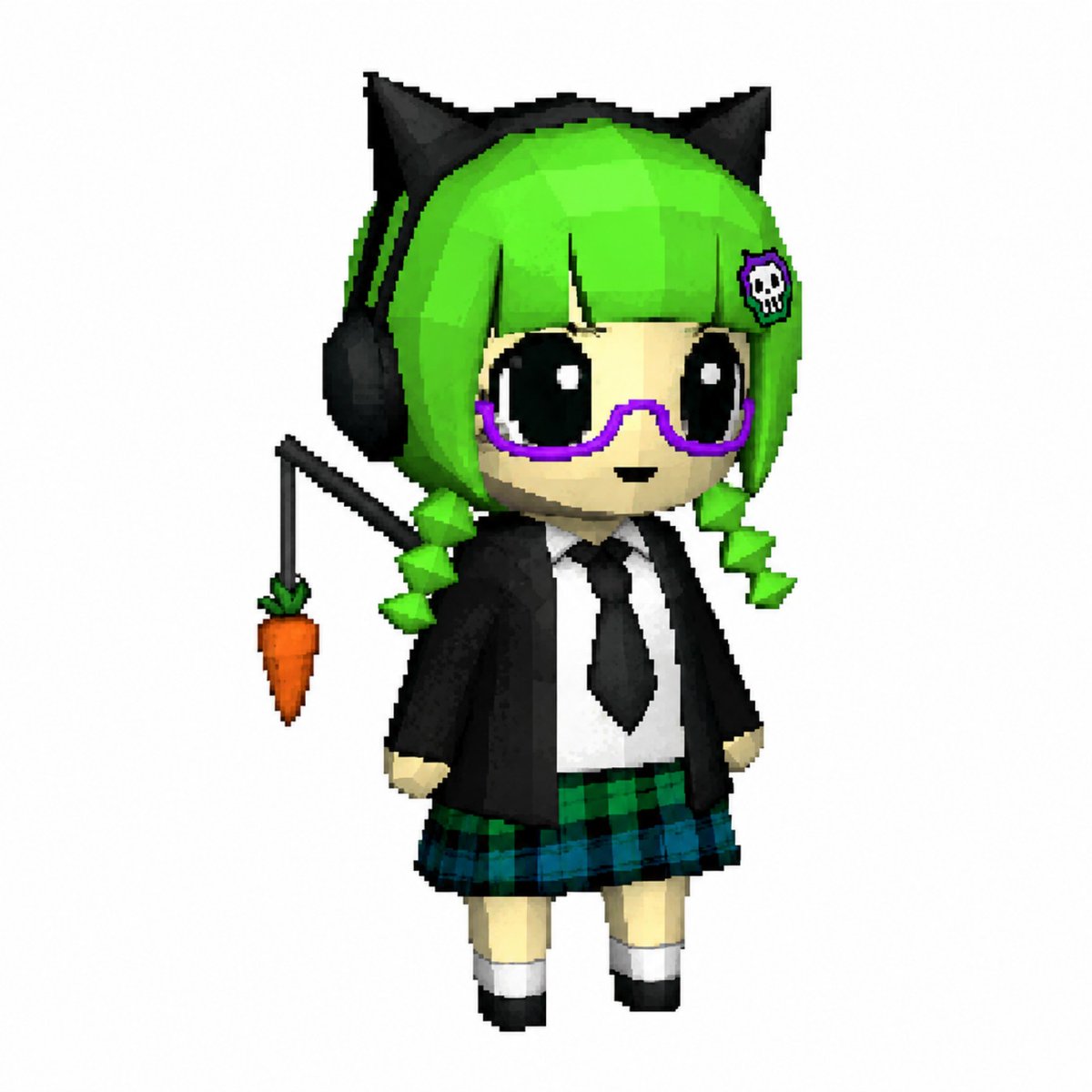 AI Prompt for Cute Chibi Cat-Ear Girl 3D Character with Voxel Style