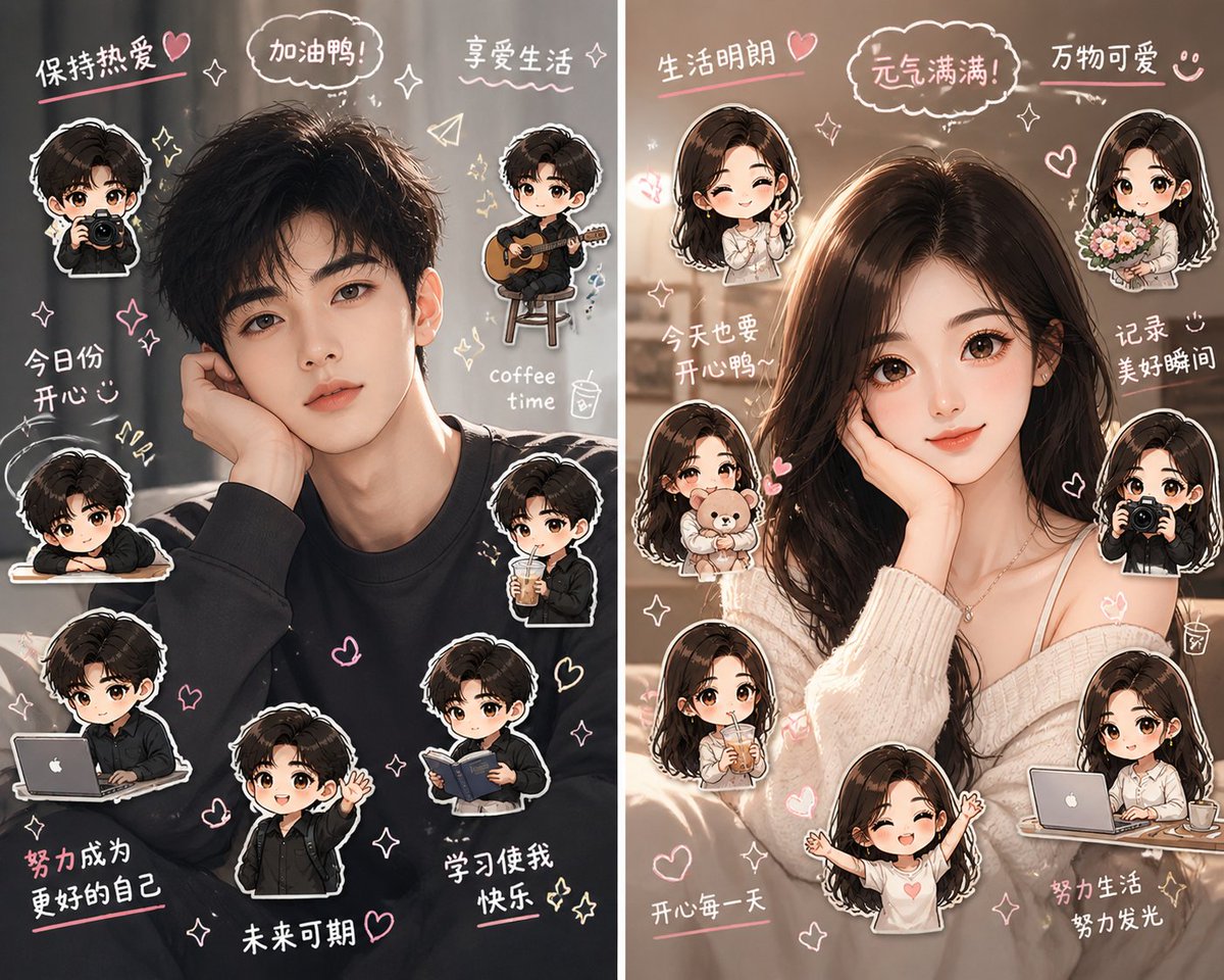 AI Prompt for Cute Chibi Portrait Collage