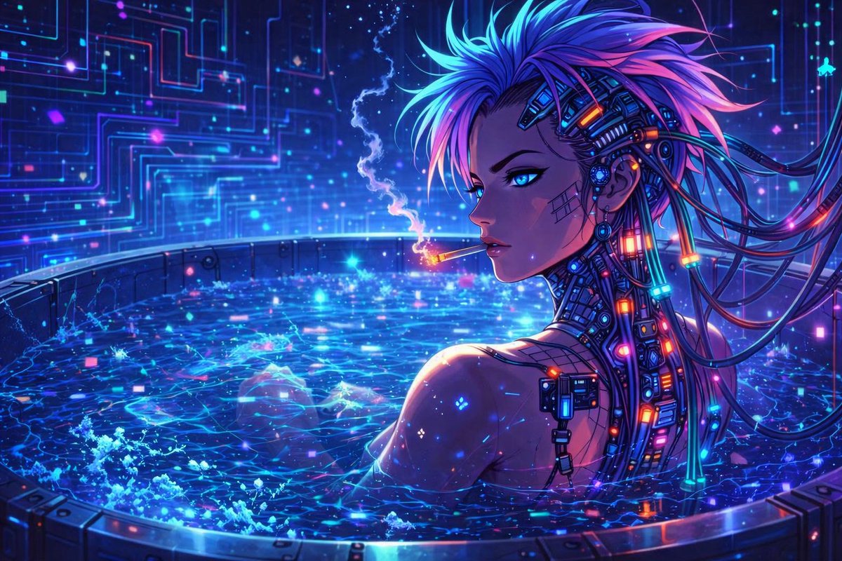AI Prompt for Cyberpunk Anime Character in a Neon Tub - Free Prompt for AI Image Generation
