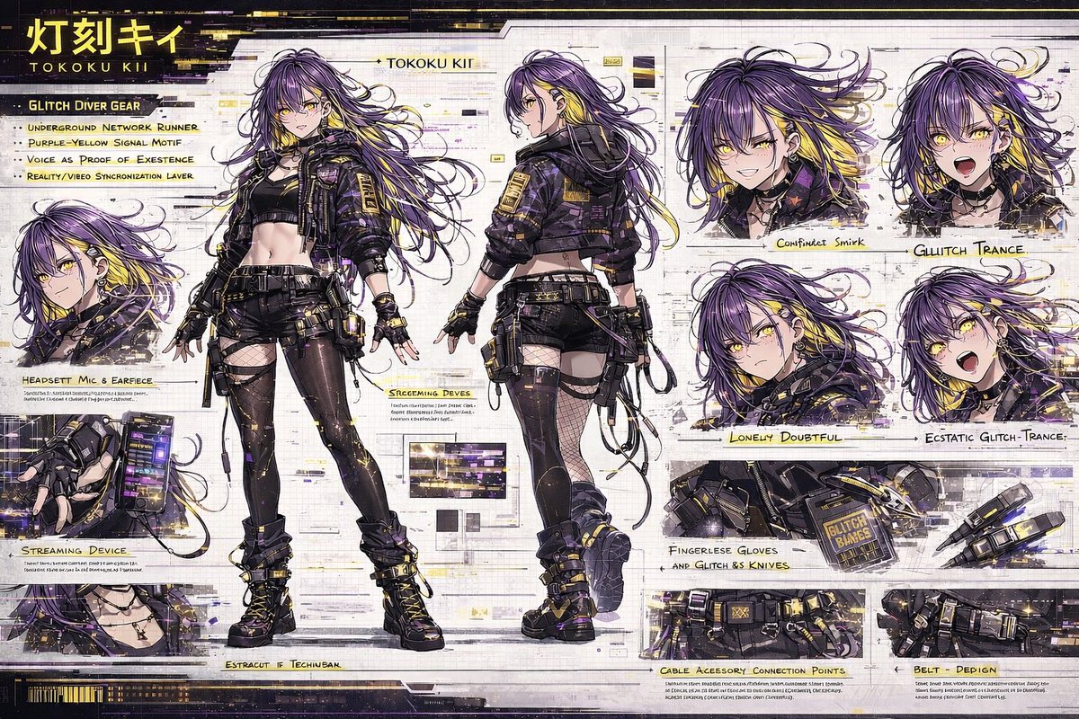 AI Prompt for Cyberpunk Anime Character Reference Sheet