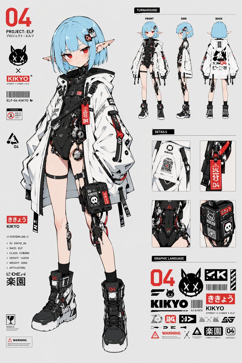 AI Prompt for Cyberpunk Anime Elf Girl Character Design