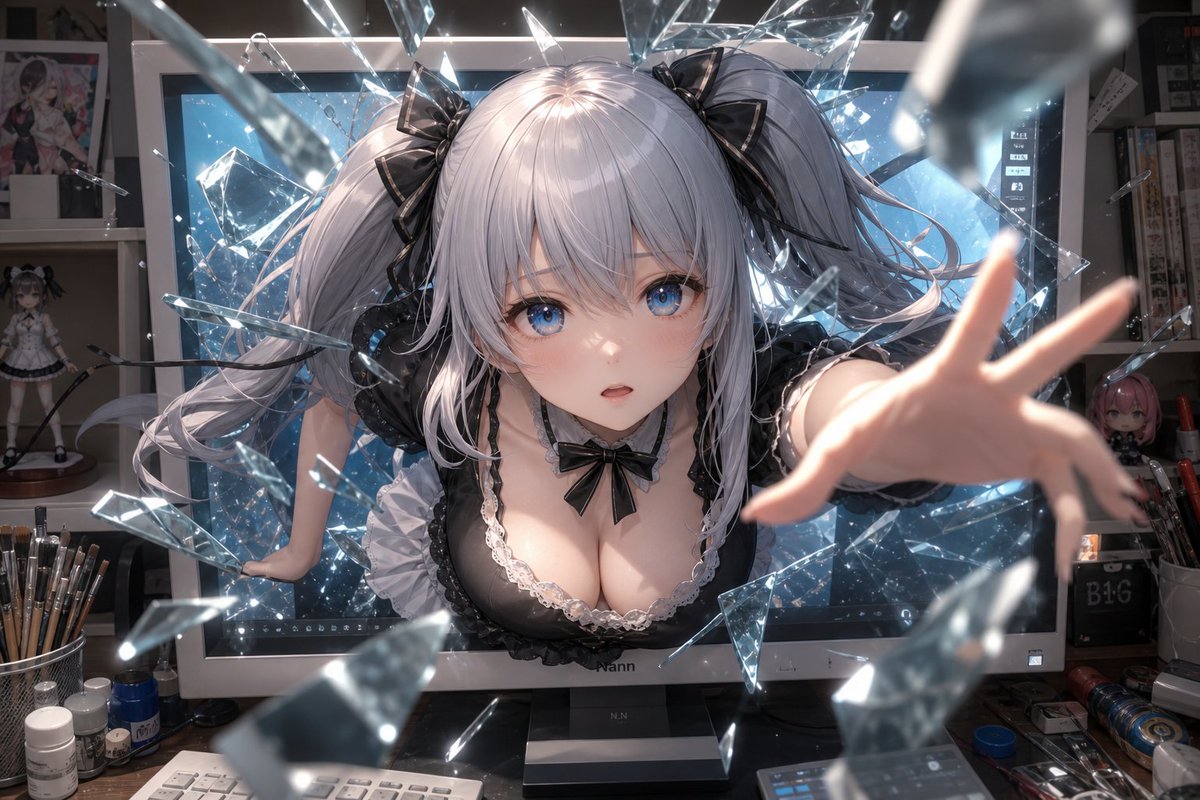 AI Prompt for Cyberpunk Anime Girl Breaking Free from Monitor