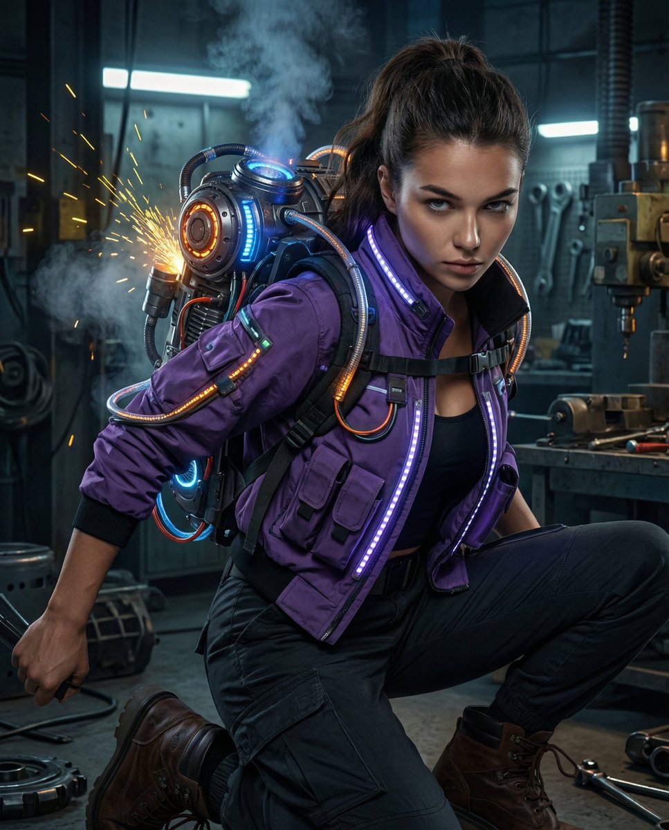 AI Prompt for Cyberpunk Artist: Ultra-Realistic Mechanic with Exosuit Backpack