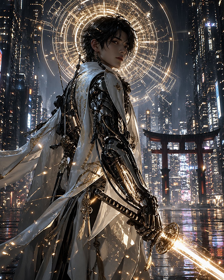 AI Prompt for Cyberpunk God-Warrior Character Concept Art