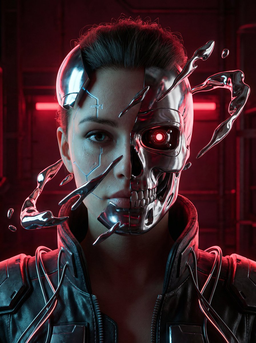 AI Prompt for Cyberpunk Inspired 3D Portrait with Chrome Skull