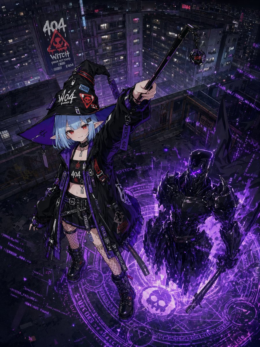AI Prompt for Cyberpunk Witch Concept Art with Techwear Magic