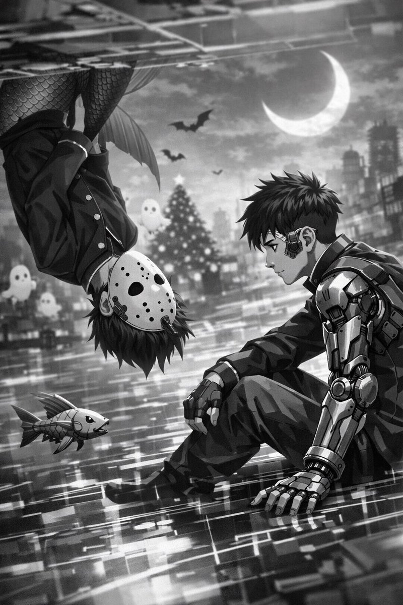 AI Prompt for Cyborg Meets Mermaid Schoolboy Scene - Train GPT Image 1.5