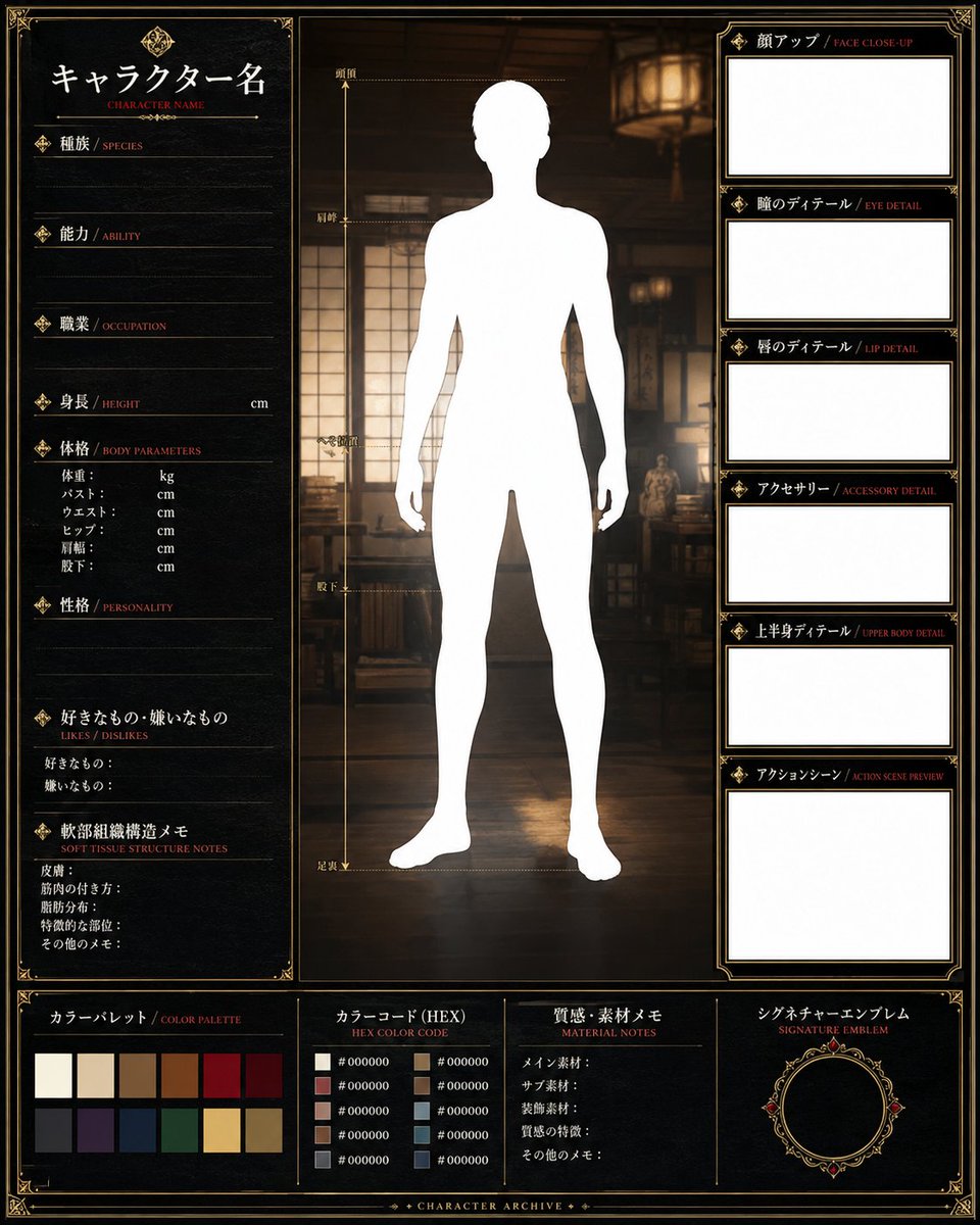 AI Prompt for Dark Ornate RPG Character Sheets