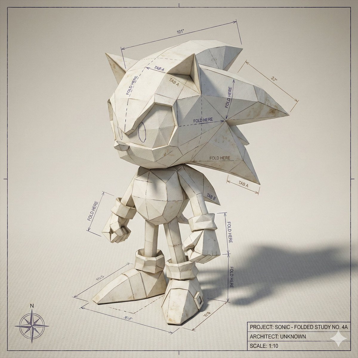 AI Prompt for Detailed Folded Paper Character Blueprint