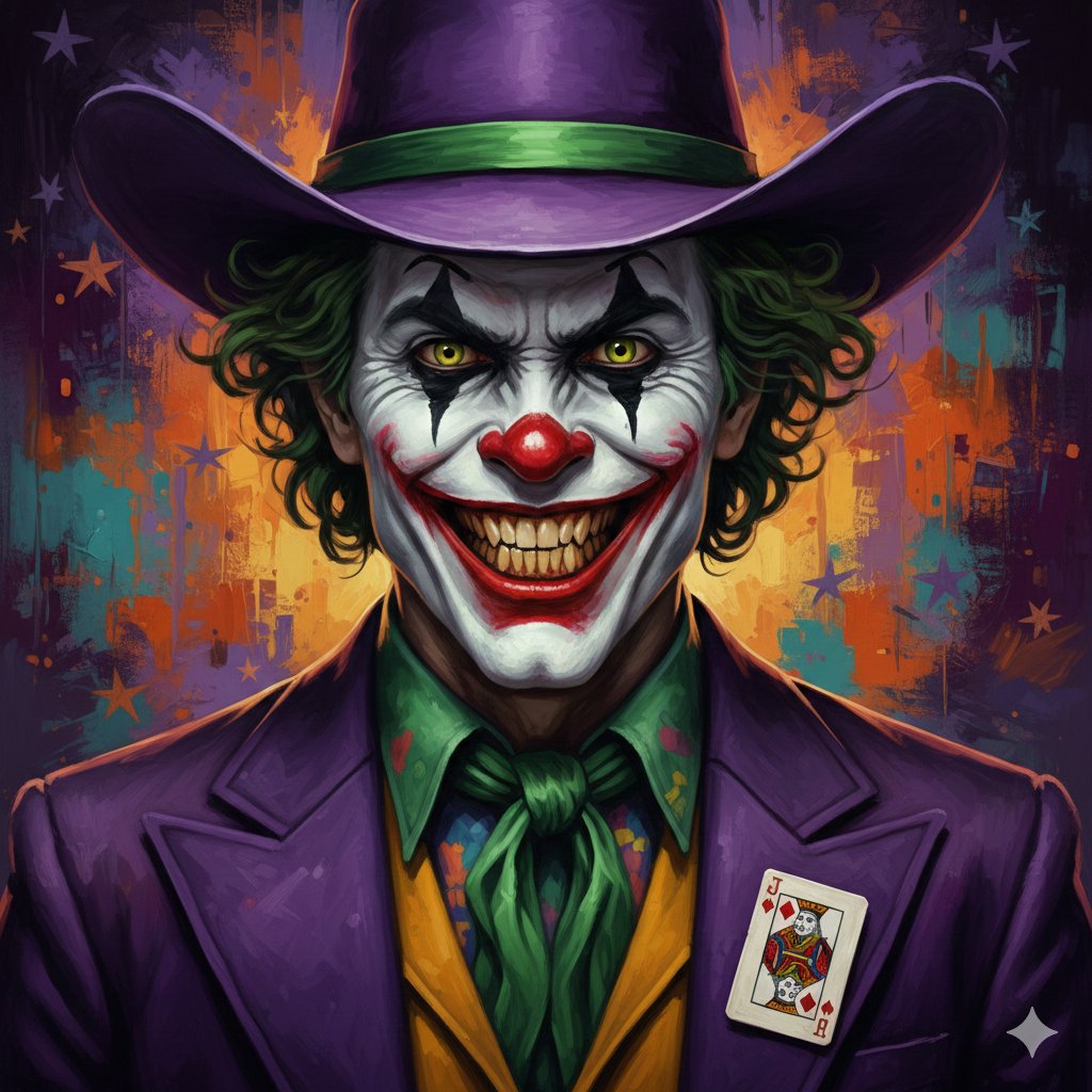 AI Prompt for Digital Joker in Cowboy Outfit: A Detailed Illustration