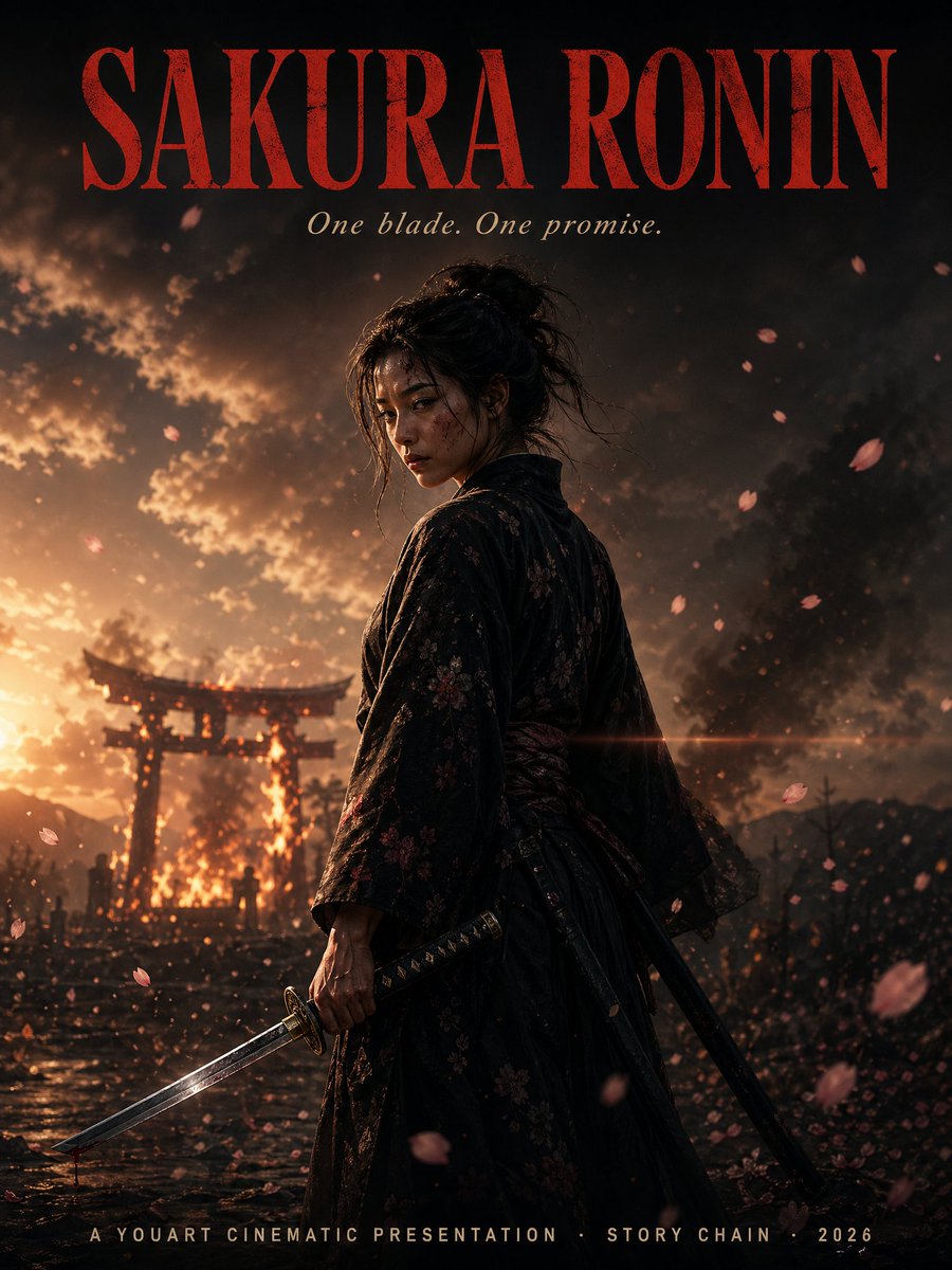 AI Prompt for Dramatic Cinematic Sakura Ronin Poster