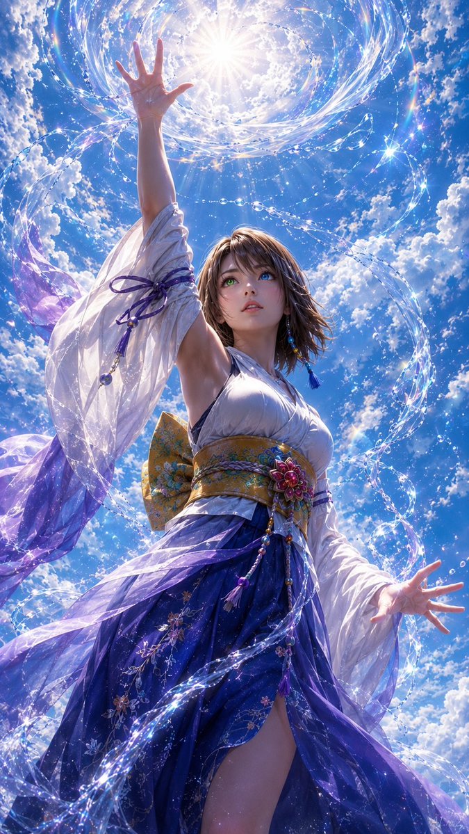 AI Prompt for Dreamy Anime Portrait: Kimono Girl with Water Ribbons