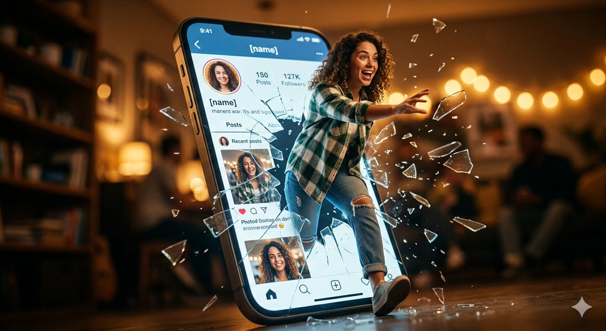 AI Prompt for Dynamically Shattered Smartphone Screen Social Media Ads