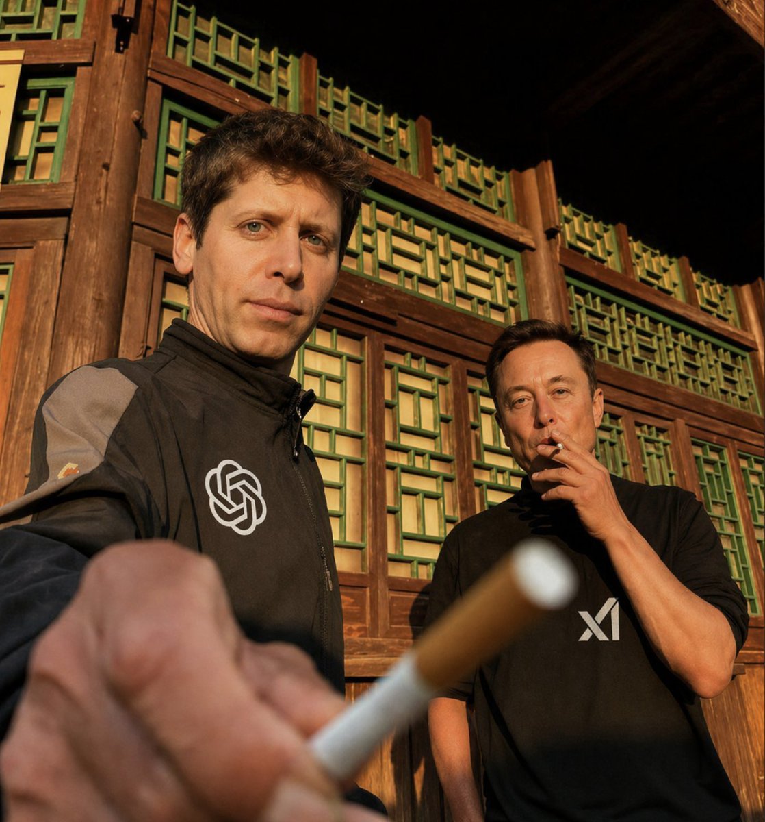 AI Prompt for Editorial Photo: Tech Rivals in Golden Hour