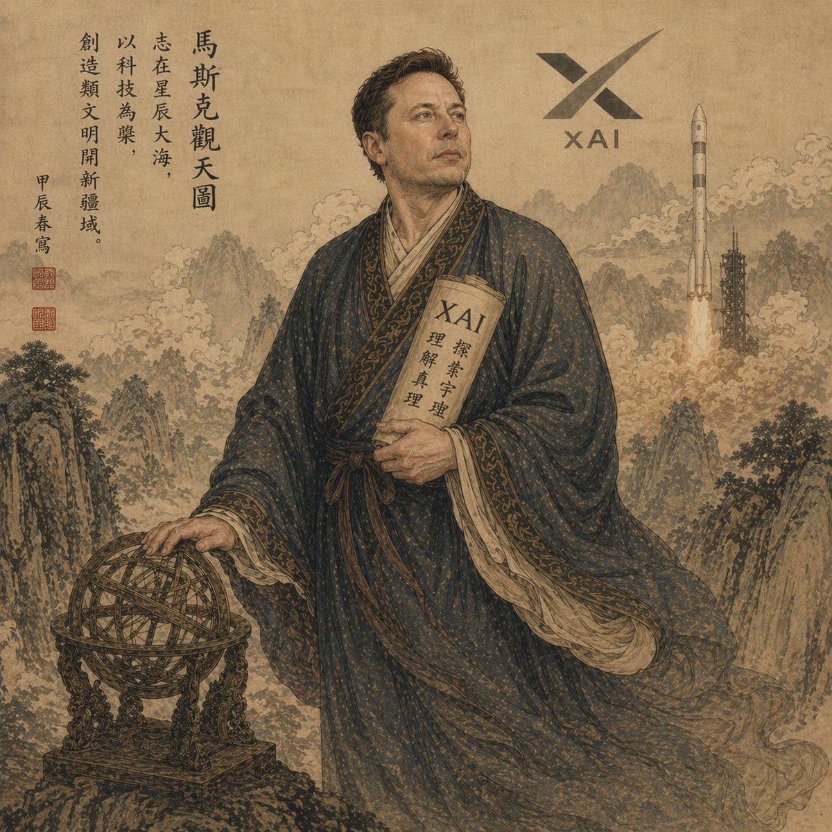 AI Prompt for Epic Cyberpunk Scholar Portraits with XAI Branding