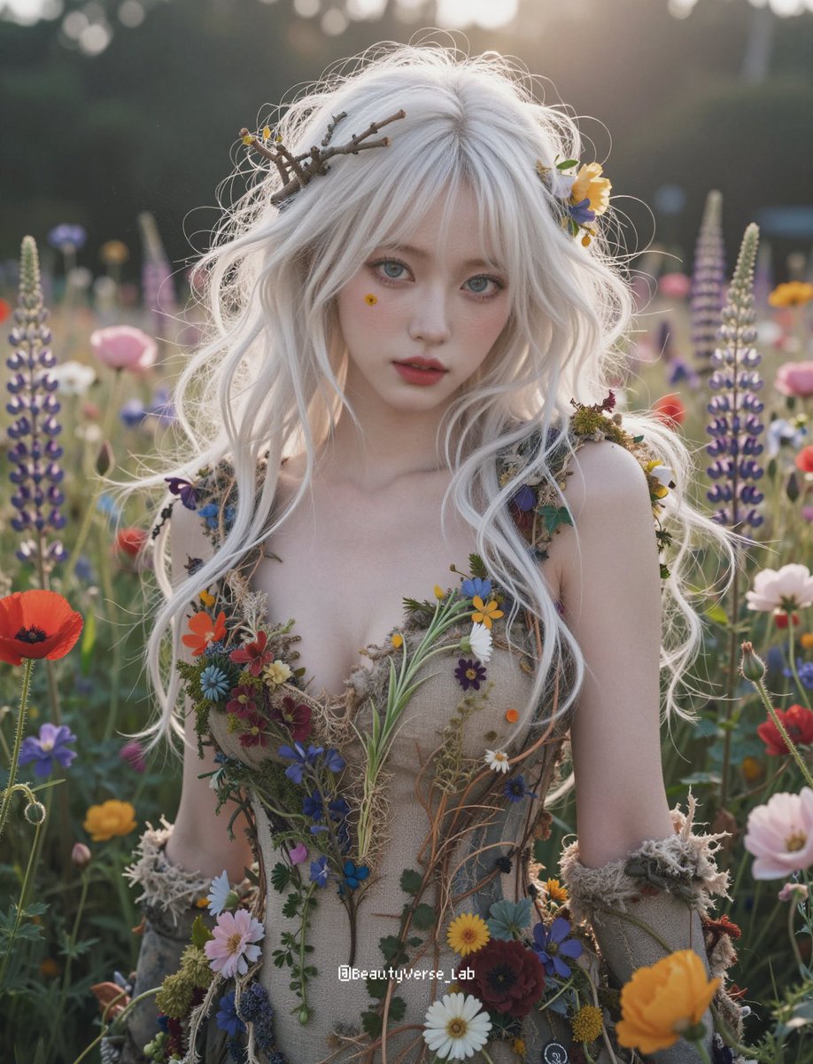 AI Prompt for Ethereal Fantasy Portrait in a Wildflower Field