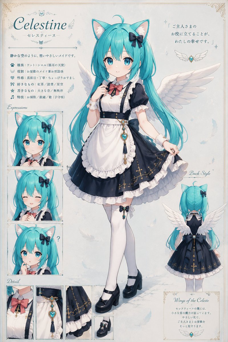 AI Prompt for Fantasy Anime Cat-Maid Character Reference Sheet