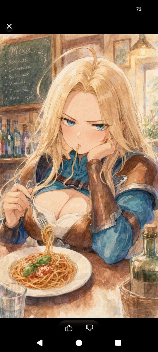 AI Prompt for Fantasy Heroine with Pasta - Anime Watercolor Portrait
