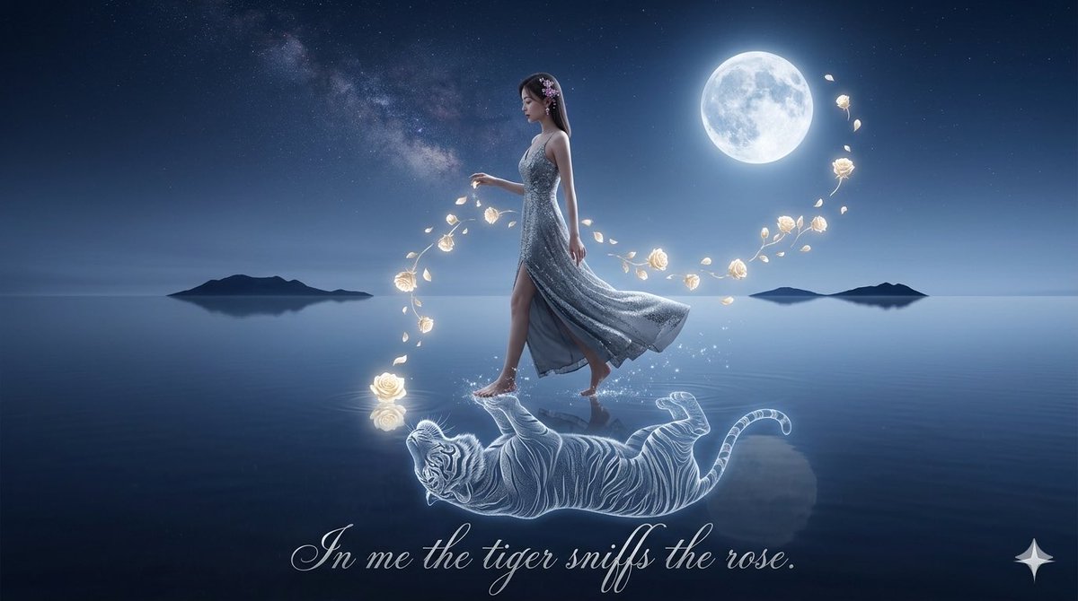 AI Prompt for Fantasy Water Scene with Spirit Tiger Reflection