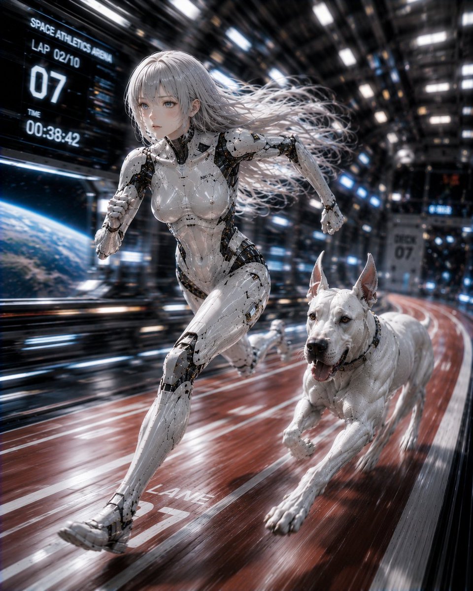 AI Prompt for Futuristic Female Android Character in Cyberpunk Setting