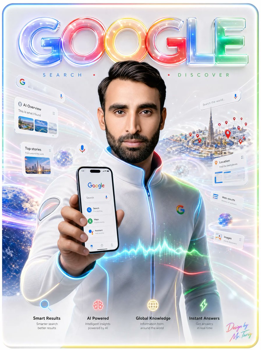 AI Prompt for Futuristic Google Search Visuals in 3D Tech Style