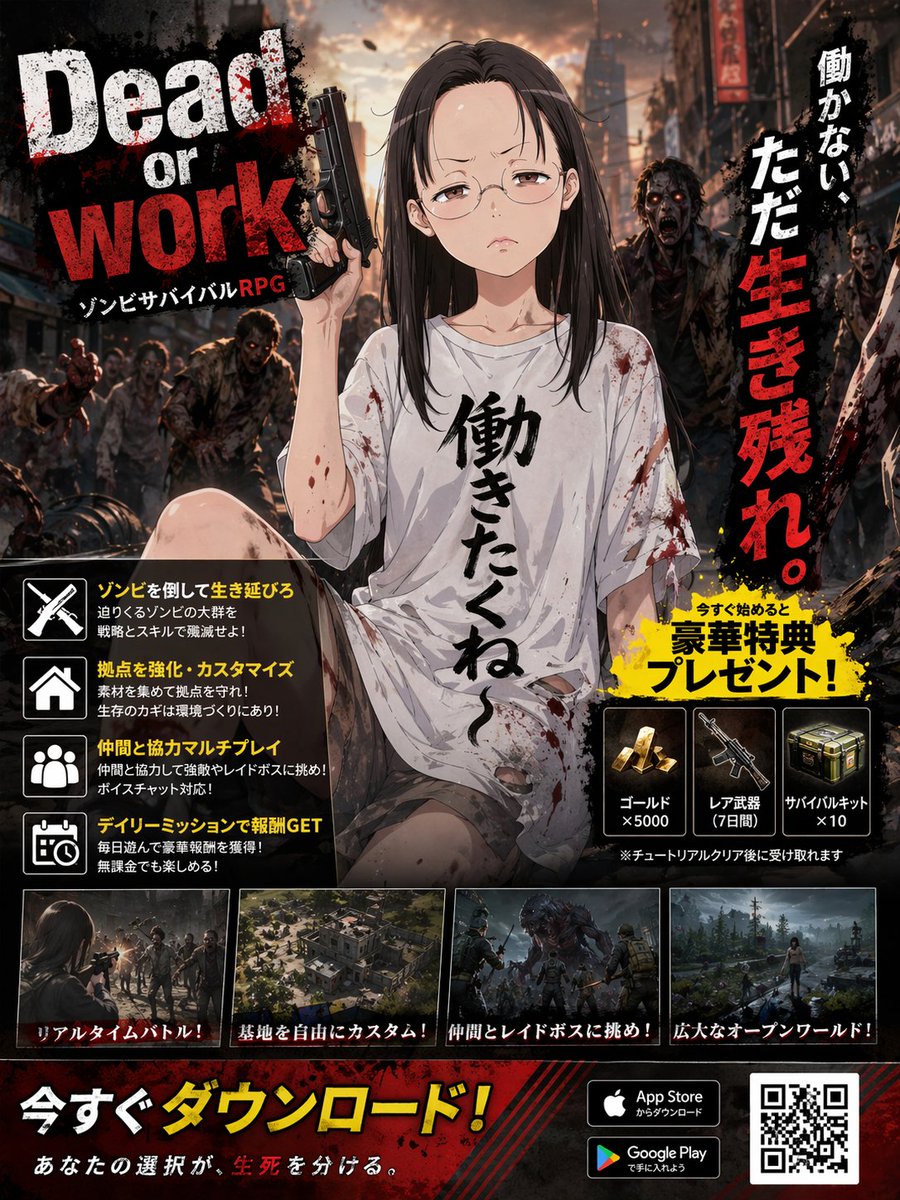 AI Prompt for Generating Cyberpunk Zombie Survival RPG Anime Ad Posters