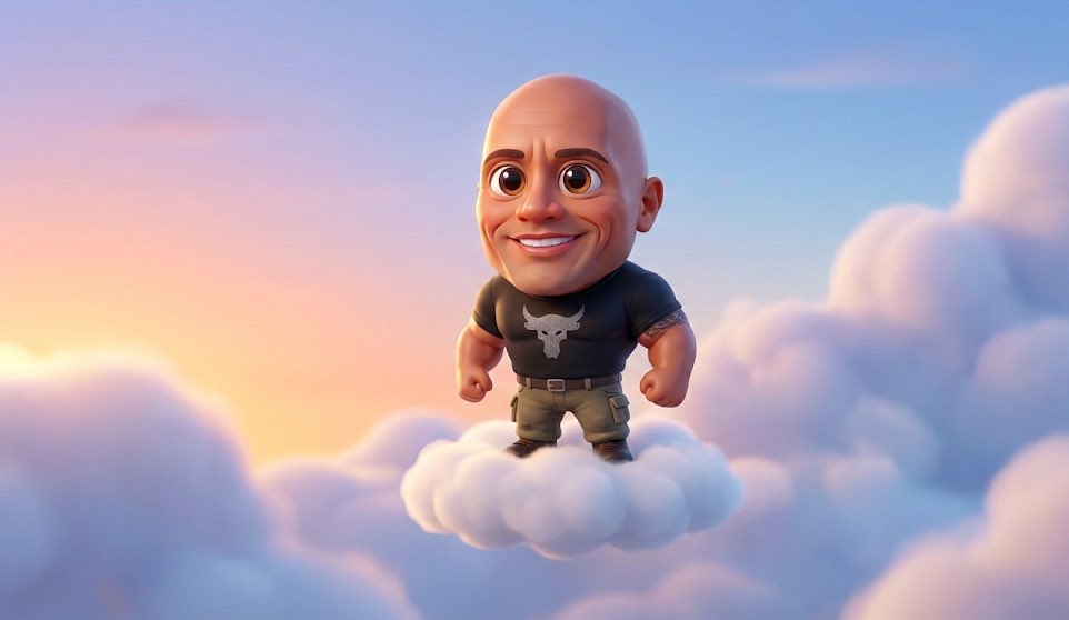 AI Prompt for Generative 3D Pixar-Style Celebrity Caricatures with Cloud Hoverboard