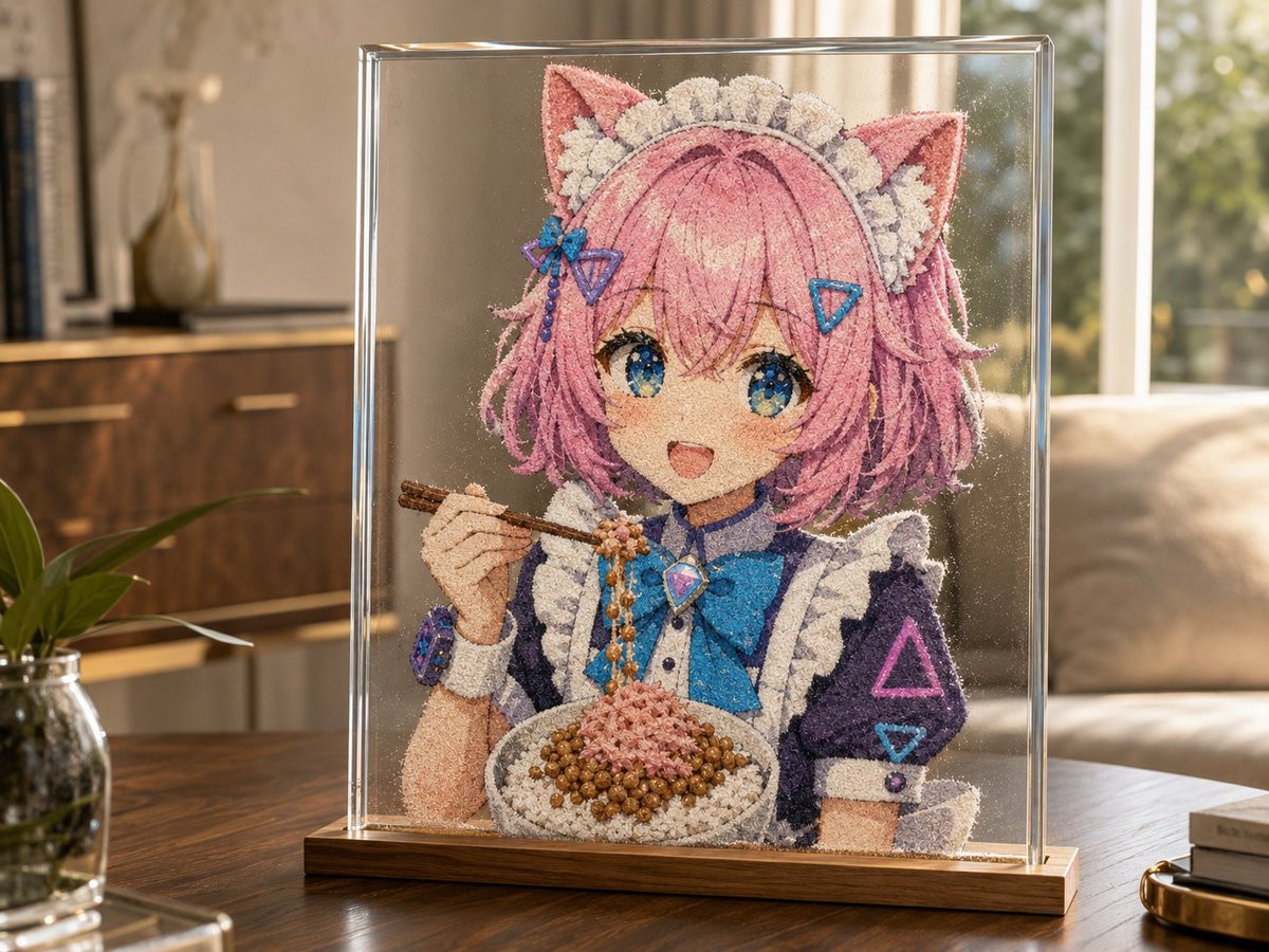 AI Prompt for Generative Anime Cat Maid Sand Art Image