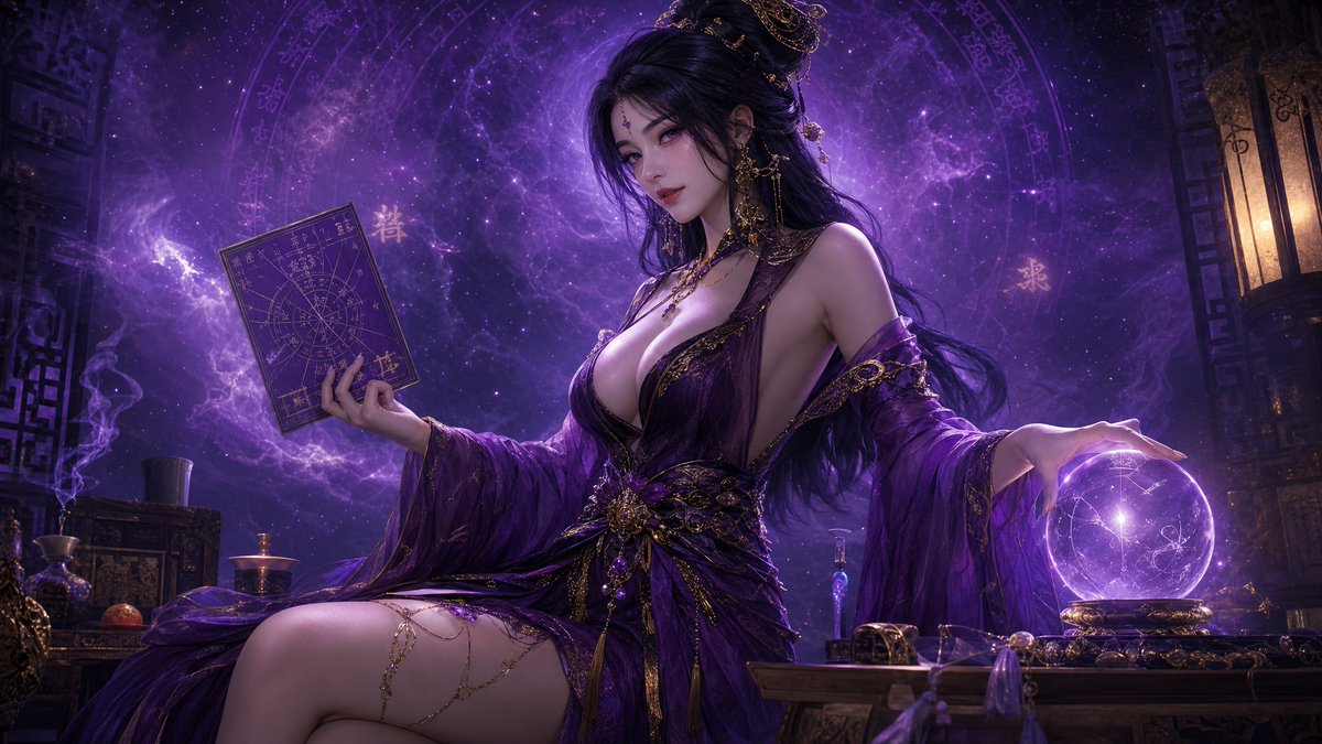 AI Prompt for Glamorous Oriental Fortune Teller Character in Cinematic Lighting