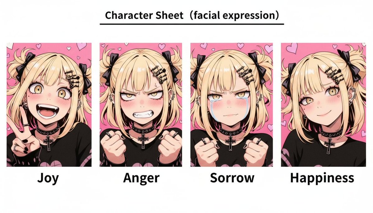 AI Prompt for Gothic Anime Facial Expression Reference Sheet