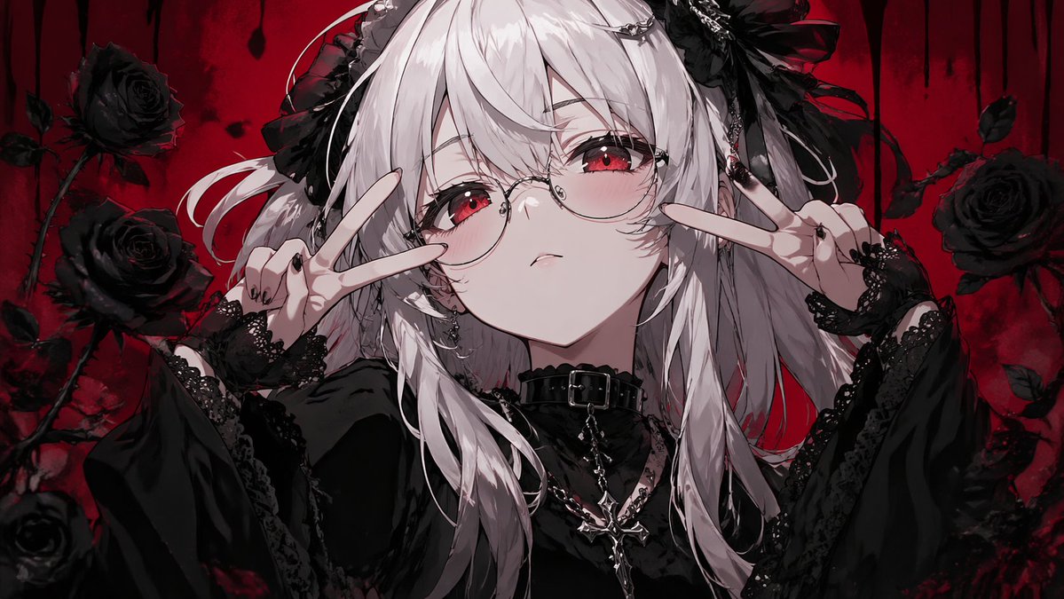 AI Prompt for Gothic Anime Girl Portrait with Black Roses
