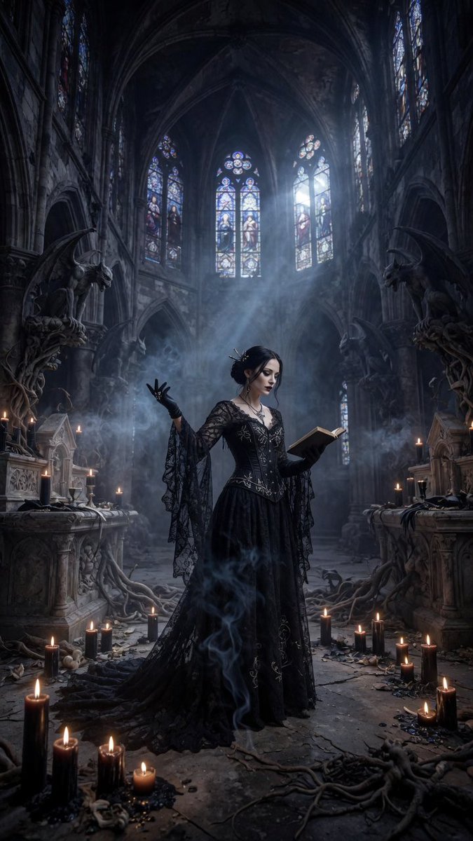 AI Prompt for Gothic Fantasy Portrait in Ruined Cathedral