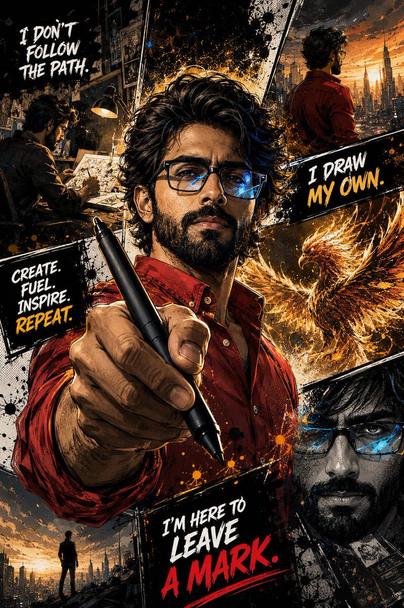AI Prompt for Gritty Comic-Book Portrait with Ink Splatters