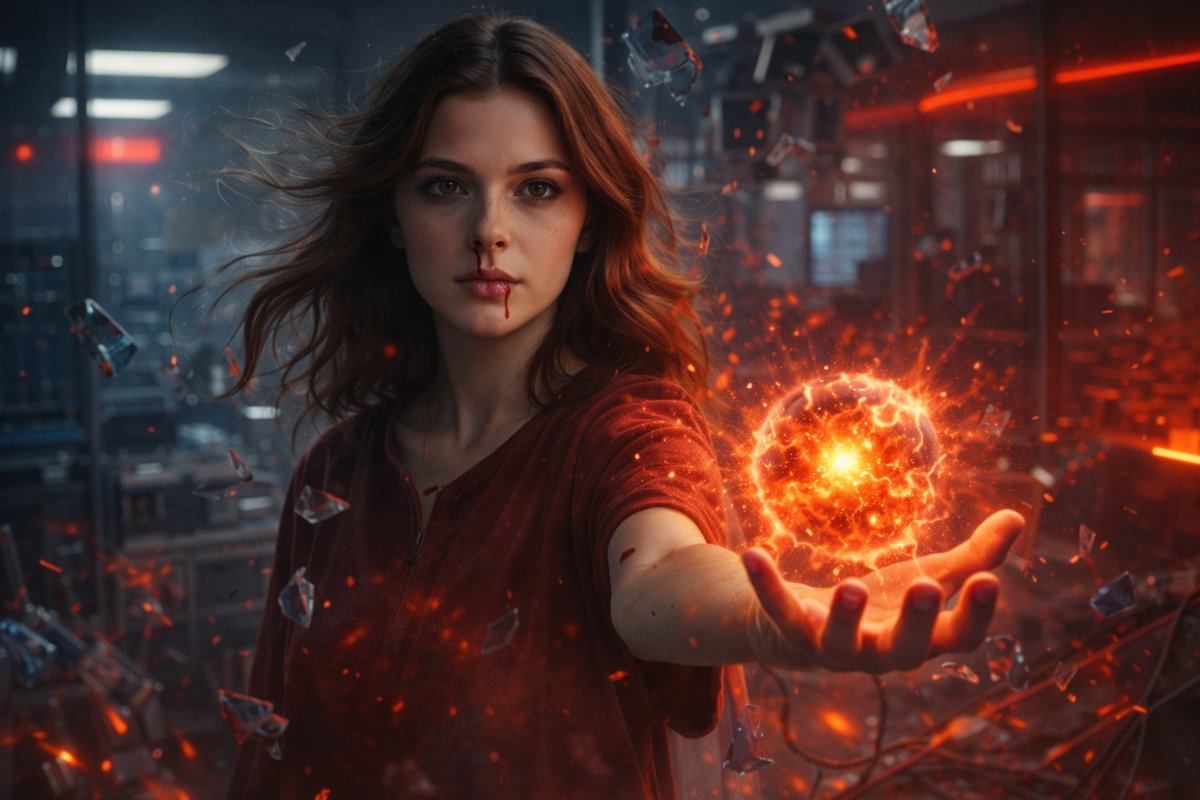 AI Prompt for Hawkins Lab Cyberpunk Scene with Psychic Woman