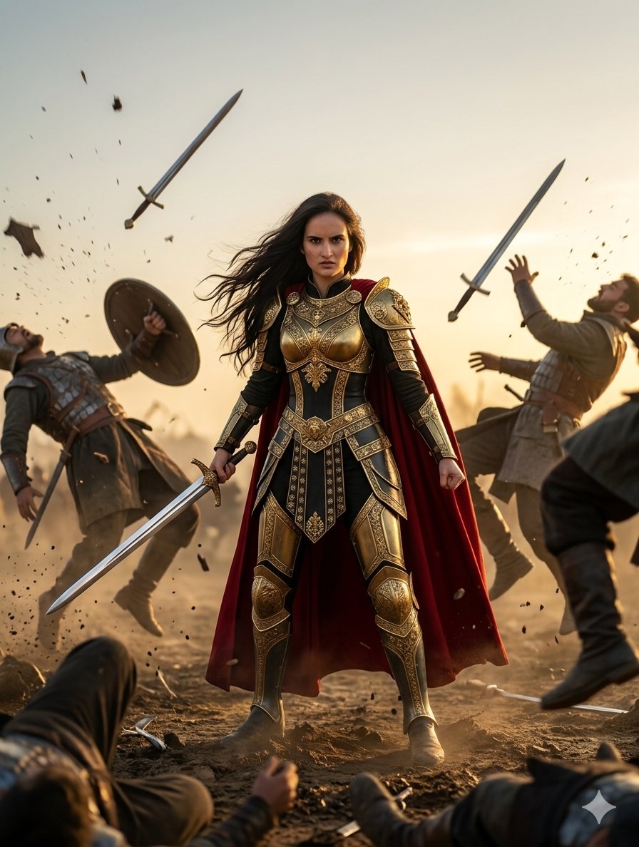 AI Prompt for Heroic Warrior Woman in Imagination