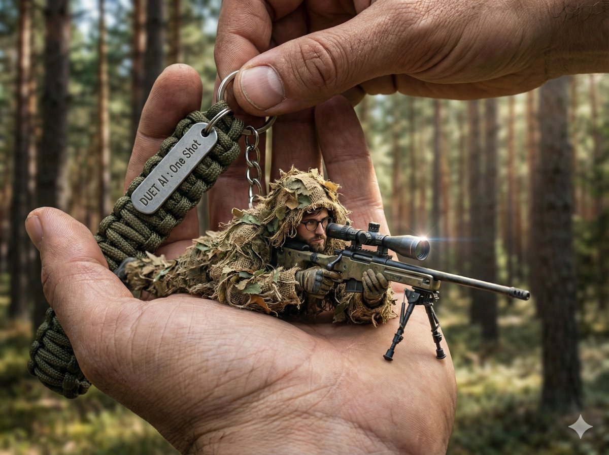 AI Prompt for Highly Realistic Miniature Sniper Scene with Detailed Accessories