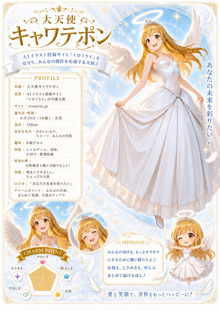 AI Prompt for Japanese Anime Angel Character Poster in Gold Celestial Style