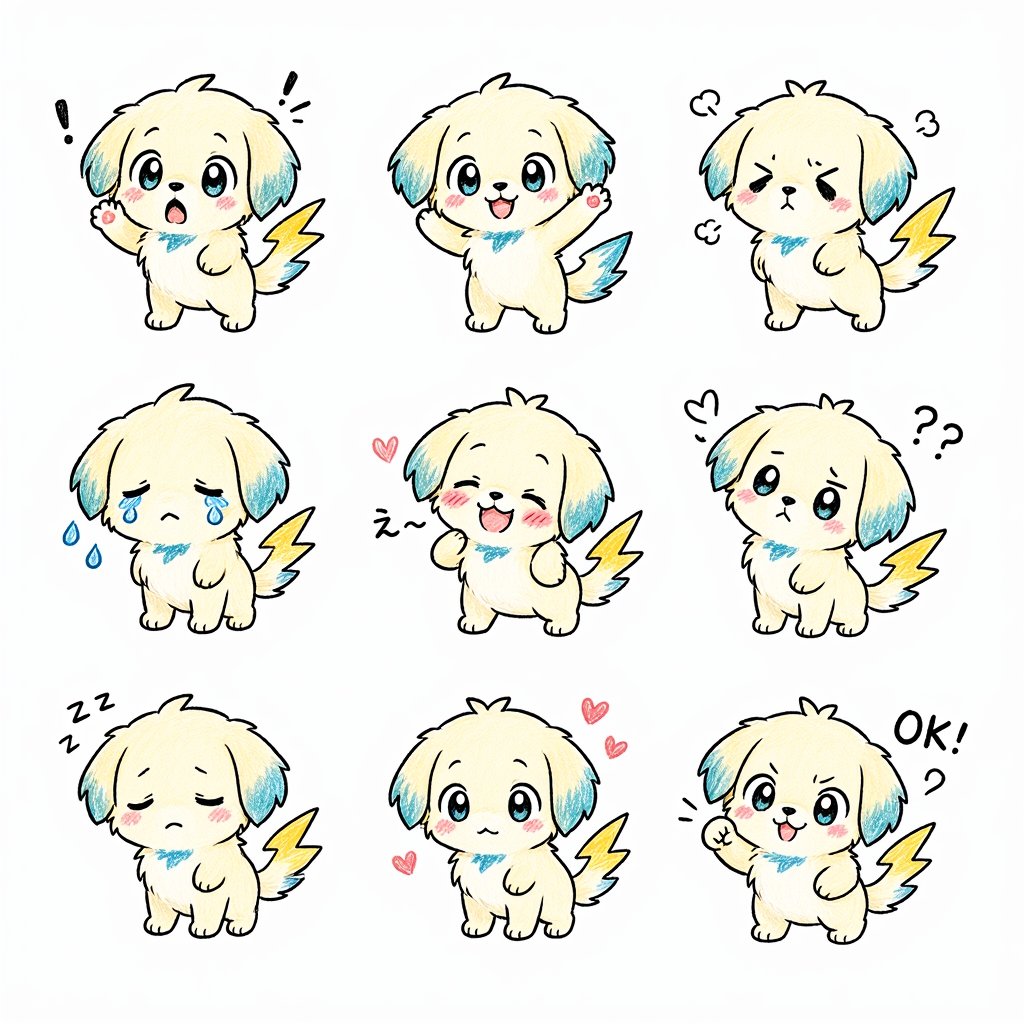 AI Prompt for Lovely Kawaii Puppy Emotion Stickers