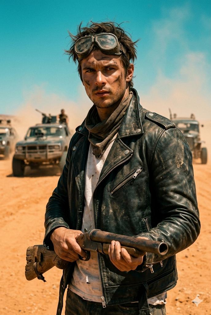 AI Prompt for Mad Max-Style Wasteland Survivalist Photorealistic Cinematic Film Still