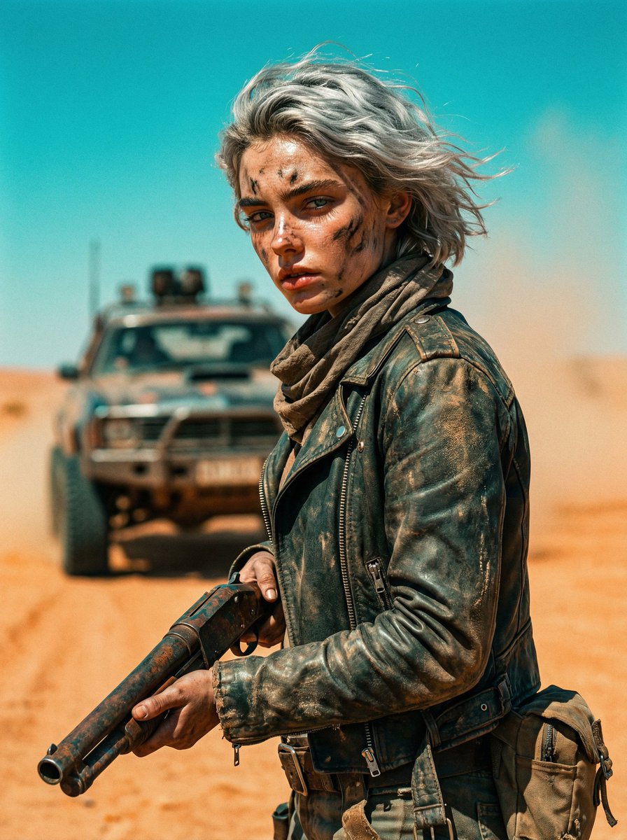 AI Prompt for Mad Max Wasteland Survivor Portrait with Photorealistic Cinematic Style